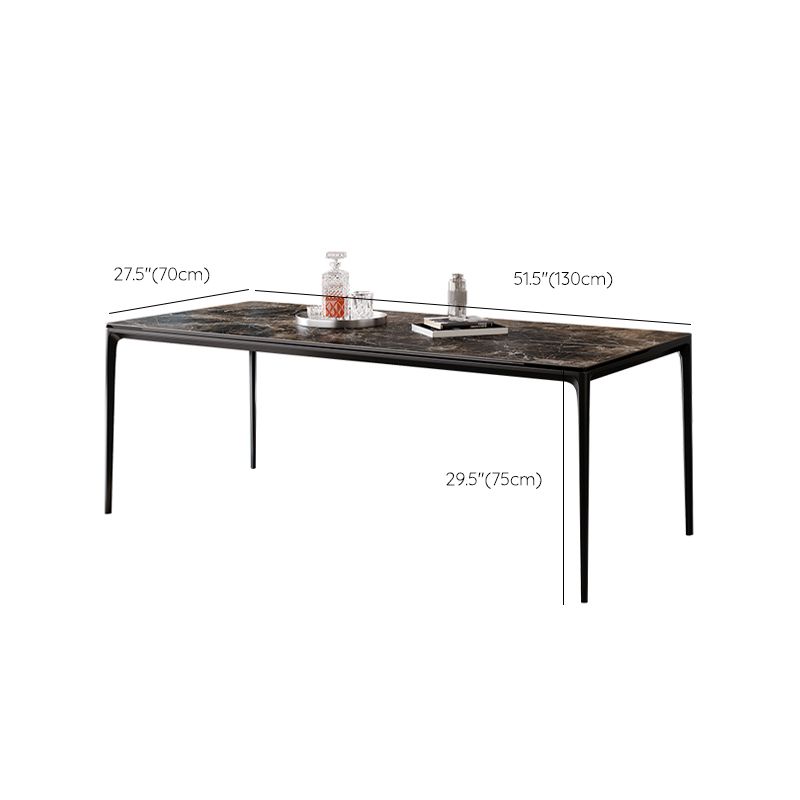 Industrial Sintered Stone Top Table Rectangular Table with Metal Base