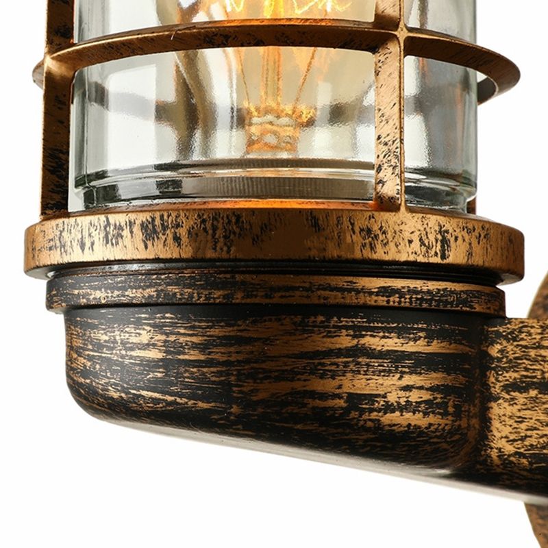 Modern Metal Wall Sconce Cylinder Shape Vanity Lamp with Glass Shade for Bathroom