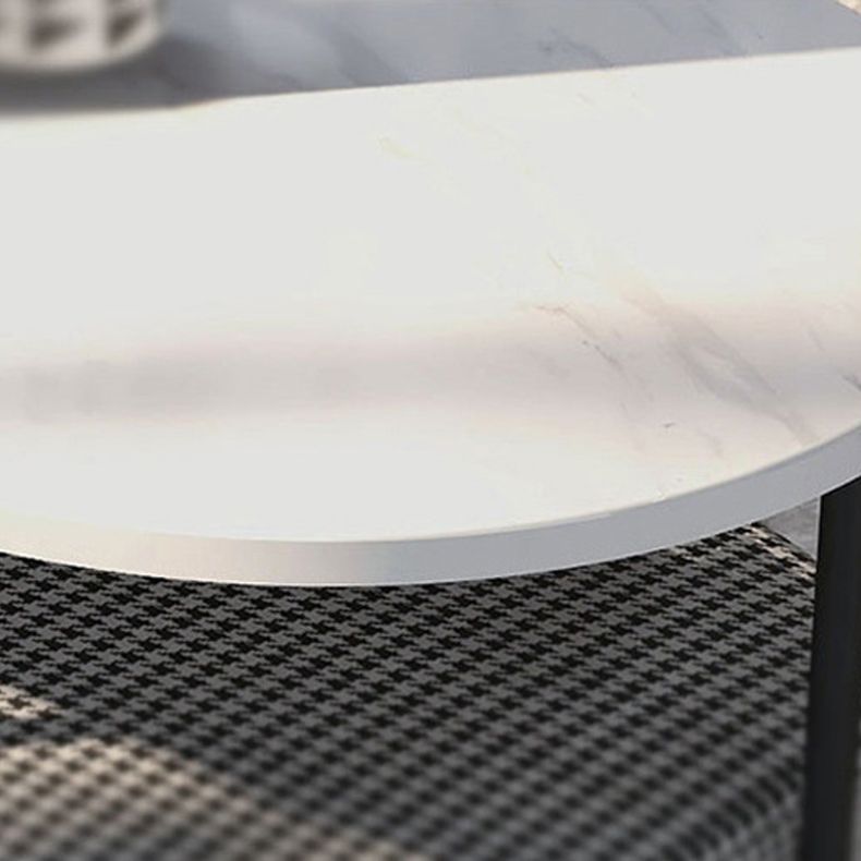 Round Marble Top Coffee Table Glam 4 Legs Coffee Cocktail Table