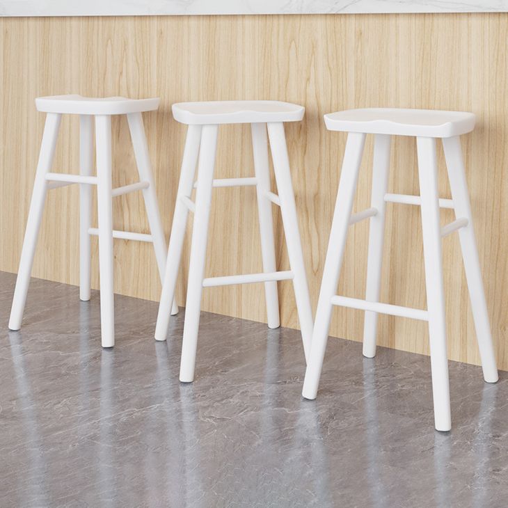 Modern Saddle Seat Counter Stool Solid Wood Armless Bar Stool