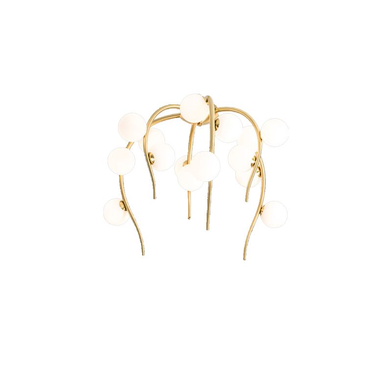 15/20 luci soggiorno soffitto a filo monte globo vetro bianco vetro nero/oro lampada a filo con ramo piangente