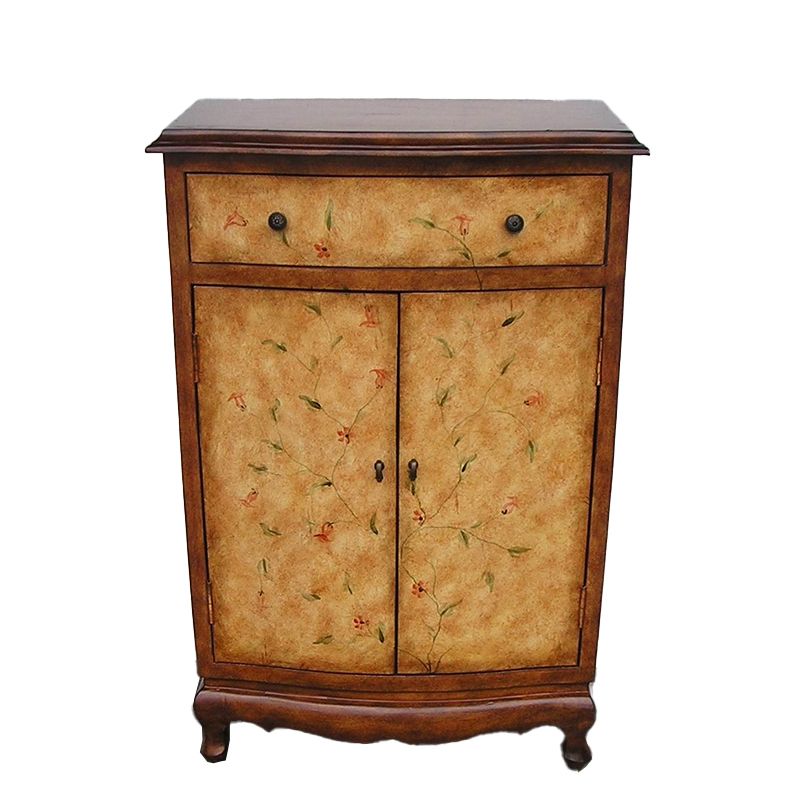 Mid-Century Modern Rectangle Cabinet Wood Side Cabinet with Drawer