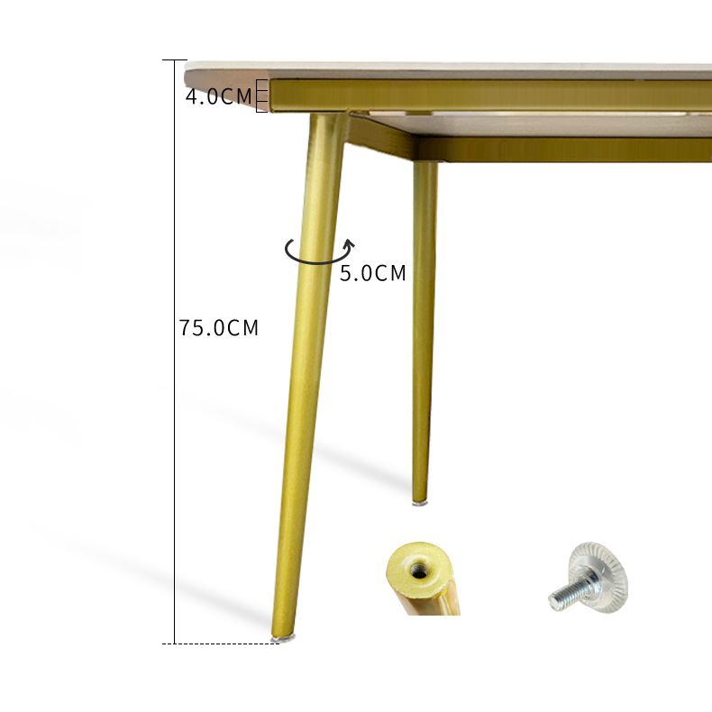 Slate and Metal Table Glam Style Minimalist Rectangular Dining Table
