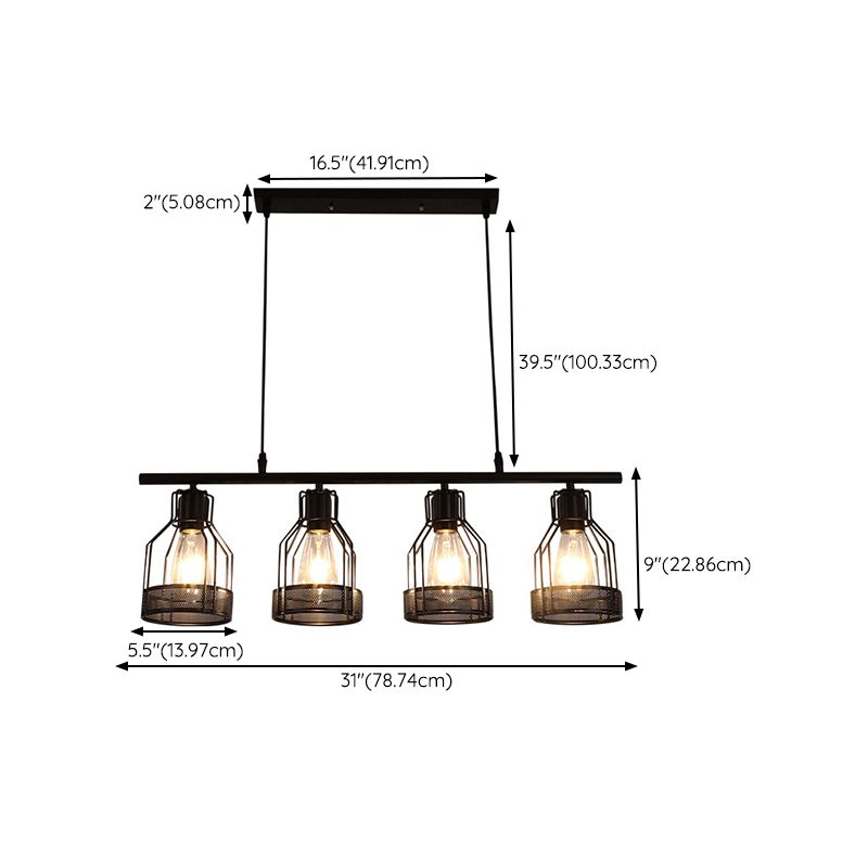 Metal Island Pendant Industrial Style Island Light Fixtures for Living Room