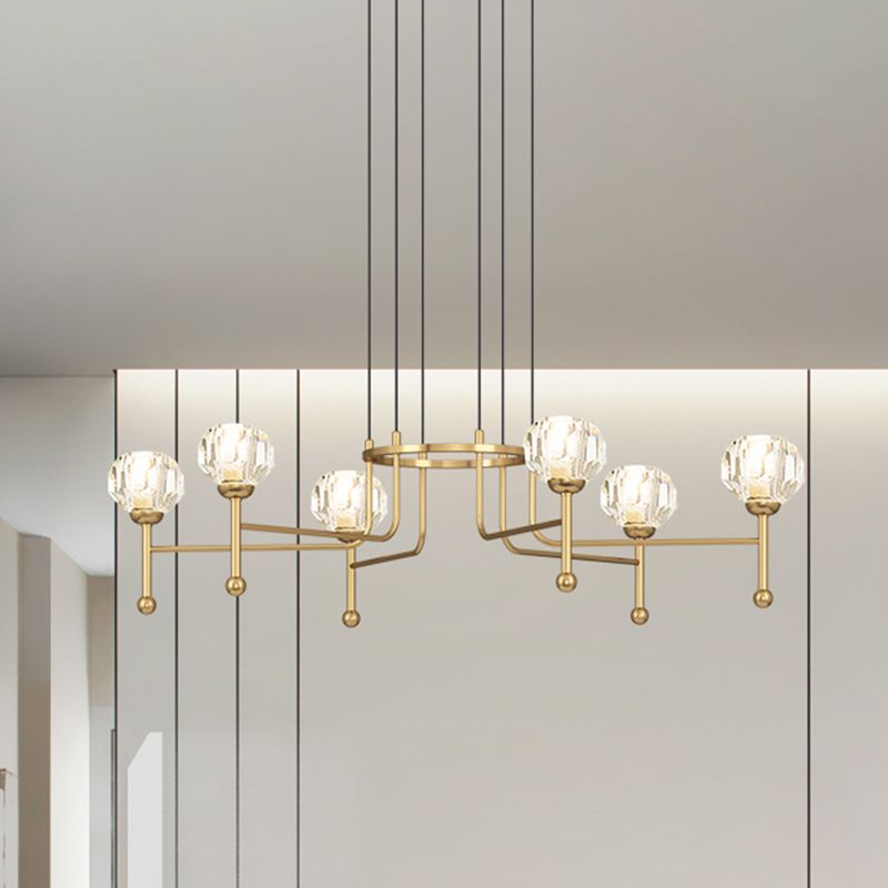 Crystal en laiton multi-plafond diamant 6/8-Bulb 27 "/ 31" de largeur moderniste à LED de la lampe