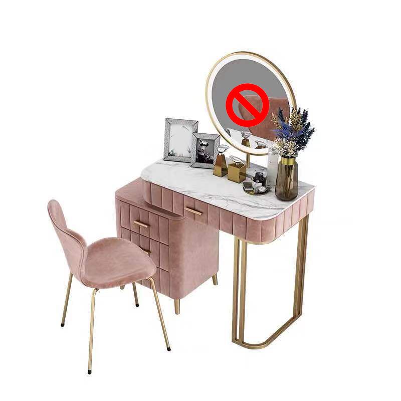 5-Drawer Vanity Makeup Table Set Stone Top and Metal Dressing Table