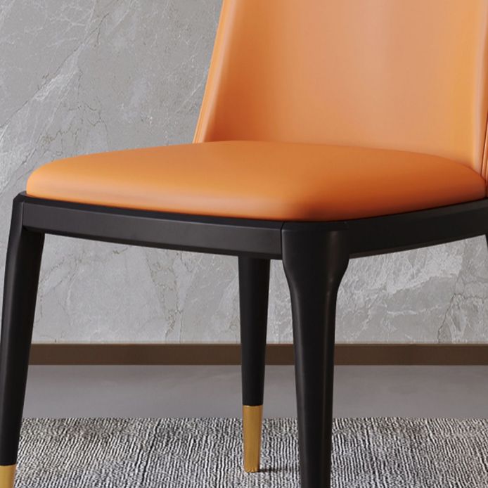 Modern Backrest Armless Leather Chair with Plastic Legs for Dining Room