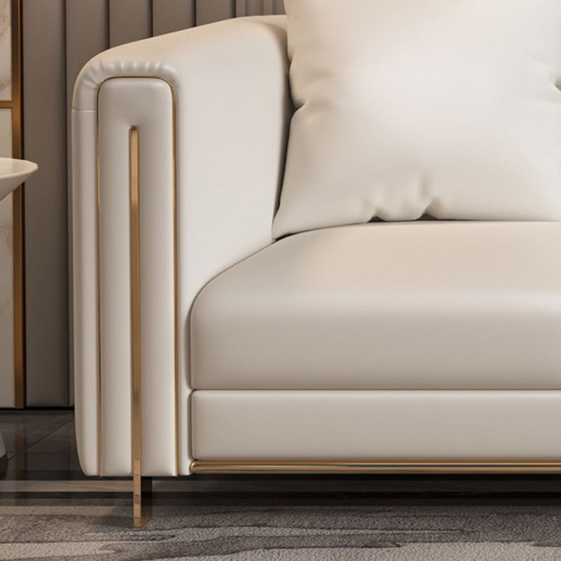 33.46" Wide Tuxedo Arm Sofa White Standard Sofa for Living Room