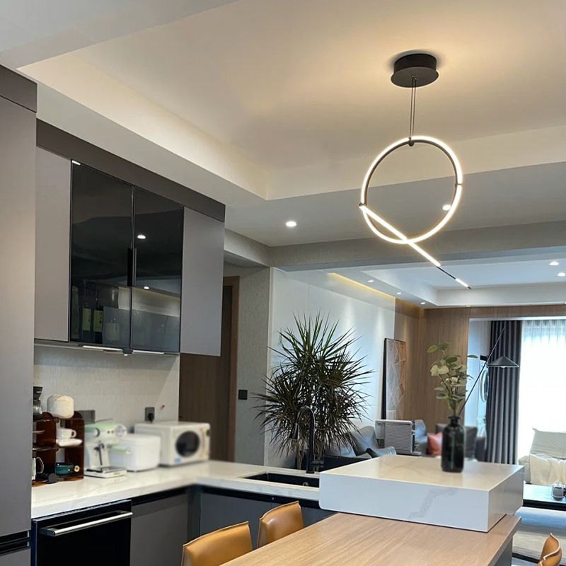 Post Modern 2 - Light Kitchen Island Fixture Iron LED Pendant Ceiling in Black / Gold
