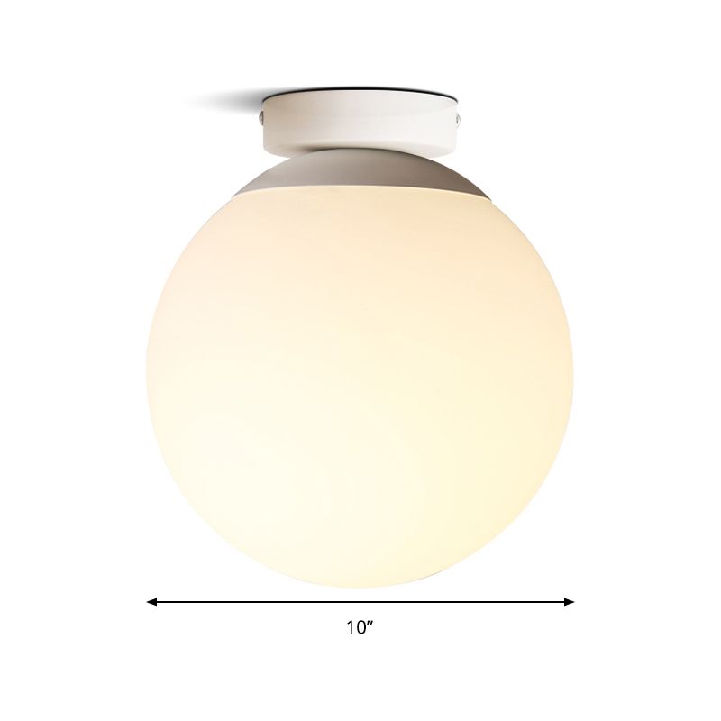 Opal Glass Globe Flush Mount Lamp Modern 1 Light 6"/8"/10" Wide White Flush Ceiling Light Fixture