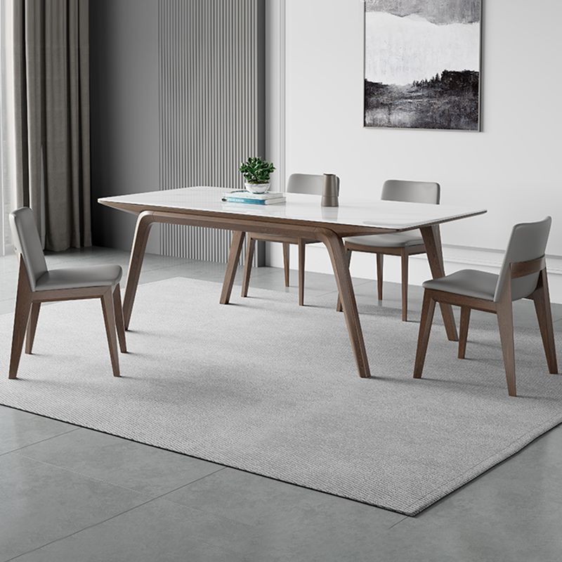 Medieval Modern Sintered Stone Table Rectangle Table with Wooden 4 Legs