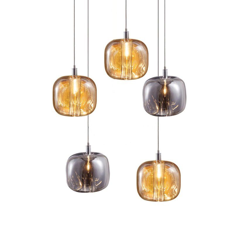 1-Licht moderne unieke geometrische hanglampverlichting met glazen schaduw