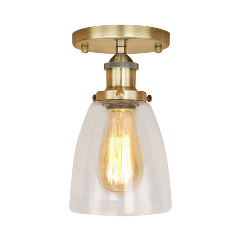 Luminaires de plafond à une ampoule, cône industriel en verre transparent, éclairage semi-encastré en argent/laiton/rouille