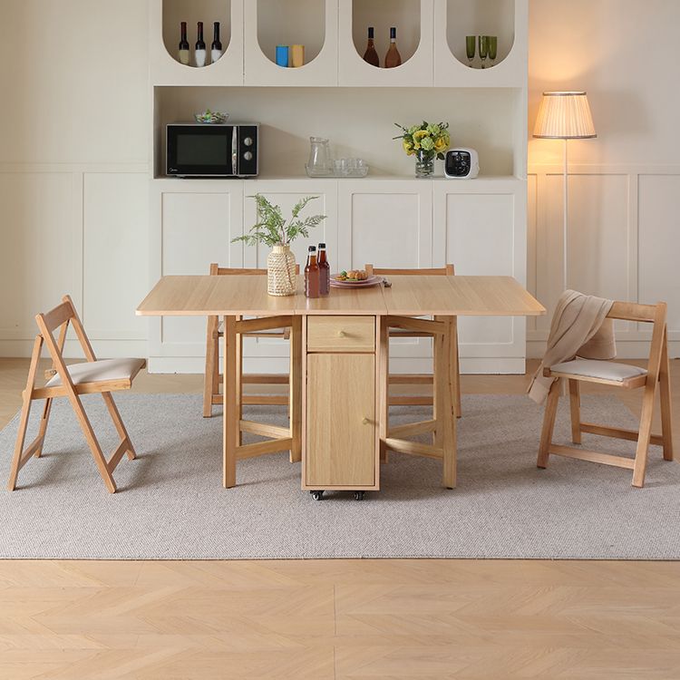 Modern Folding Dining Table Extendable for Small Spaces in Natural
