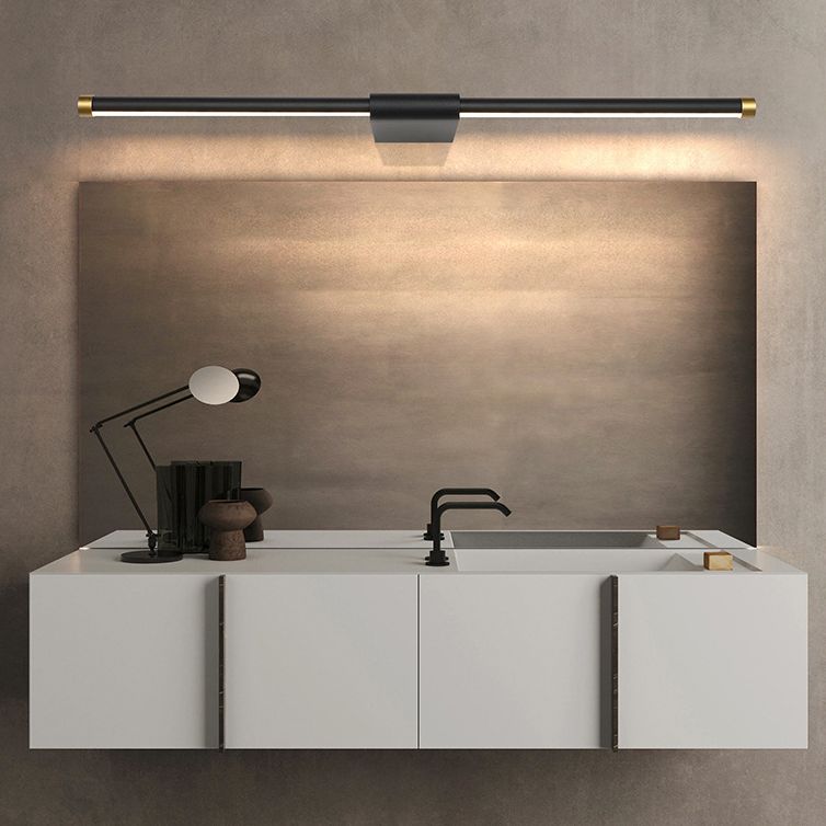 Metal linear Shade Mirror Wall Lights Modern 1 Head Wall Mount Fixture in White and Black