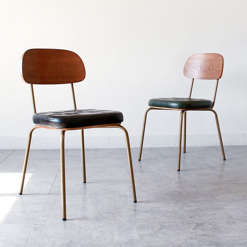 Industriële stijl PU lederen eetkamerstoelen Open rug Dineerarm zijstoelen voor thuis
