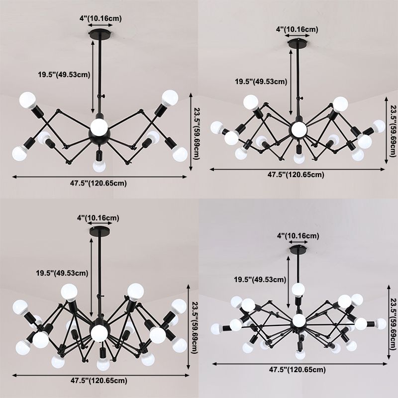 Spider Chandelier Lighting Fixtures Industrial Multi-Head Suspension Light for Living Room