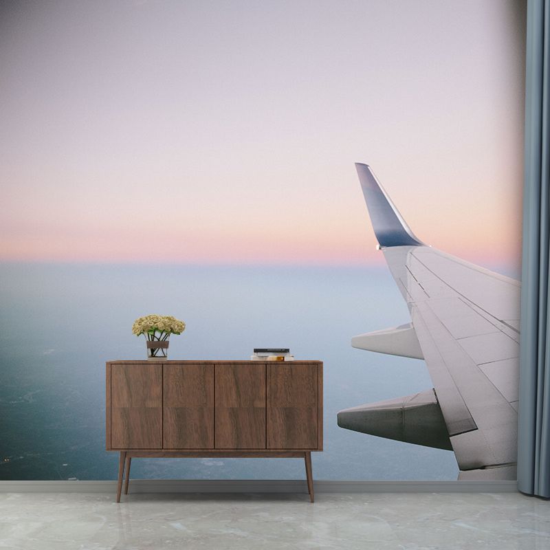 Plane Transportation Mural Stain Resistant Meeting Room Wall Decor, Made to Measure