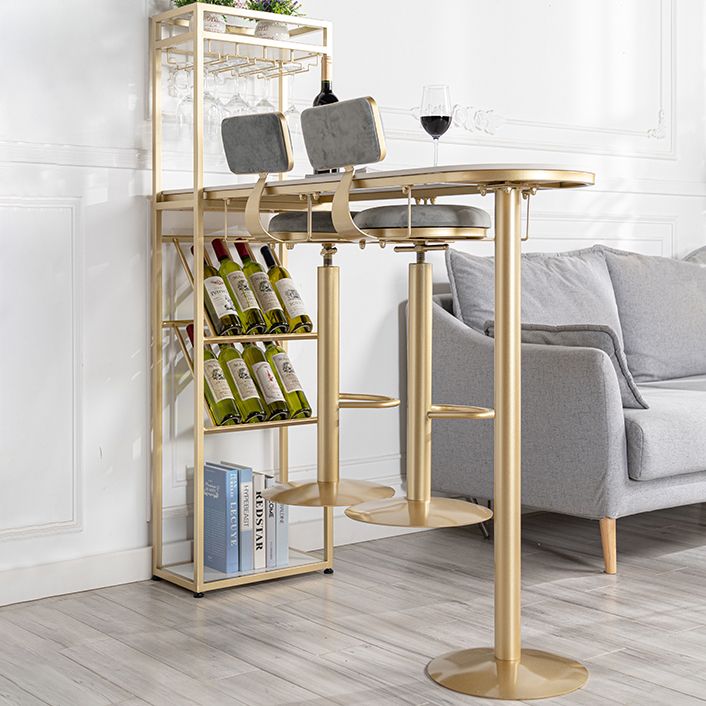 1/3 Piece Adjustable Height Bar Stool and Table Set Sintered Stone Matte Finish Bar Set