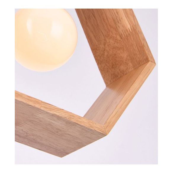 Eenvoudige geometrische houten hanger verlichtingsarmatuur enkel licht blootgesteld bolhanglicht