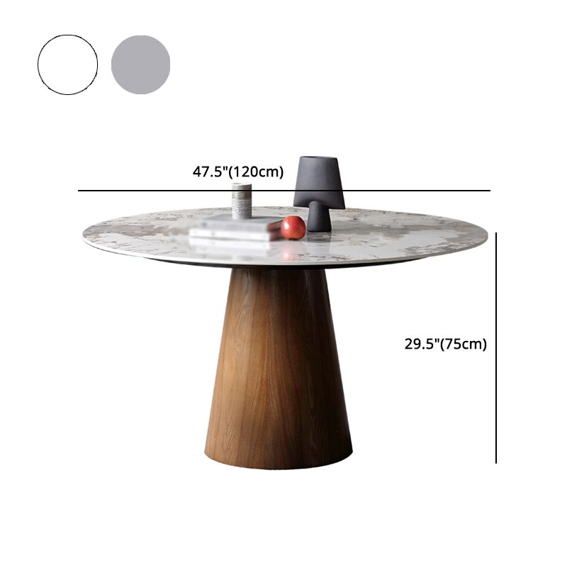 Modern Ashwood Dinette Set 1/3/4/5/7 Pieces Round Dining Table Set with Sintered Stone Top