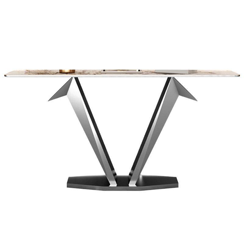 Contemporary Rectangle Console Table Stone Console Sofa Table for Hall