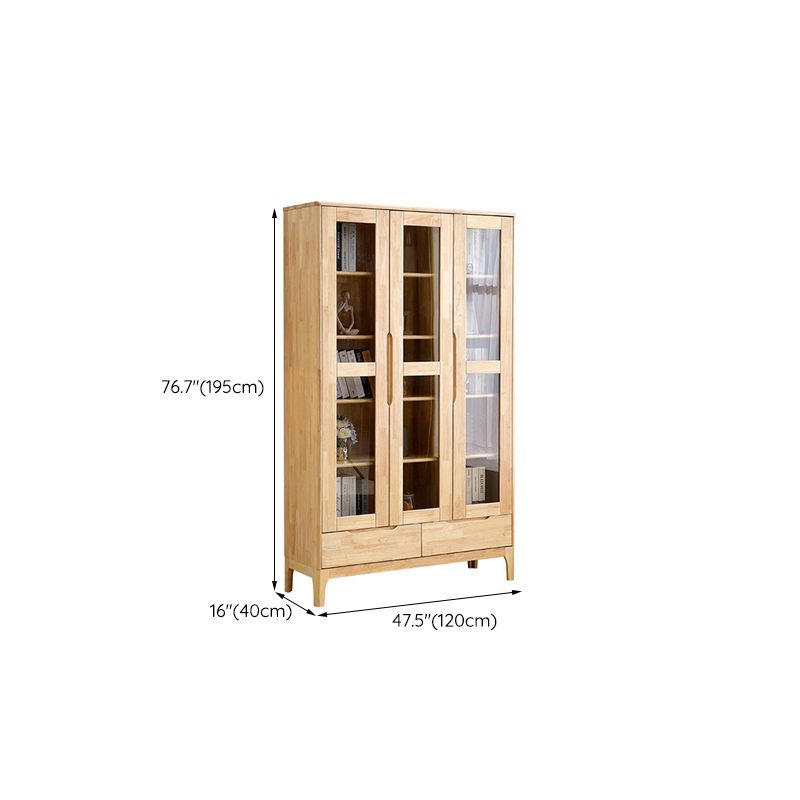 Glass Door Accent Cabinet 76.77" Tall Wood Cabinet with Drawers