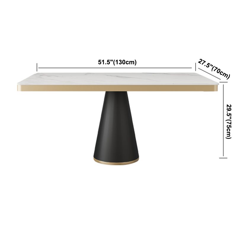 Traditional Luxury Style Dining Table White Sintered Stone Table with Black Frame