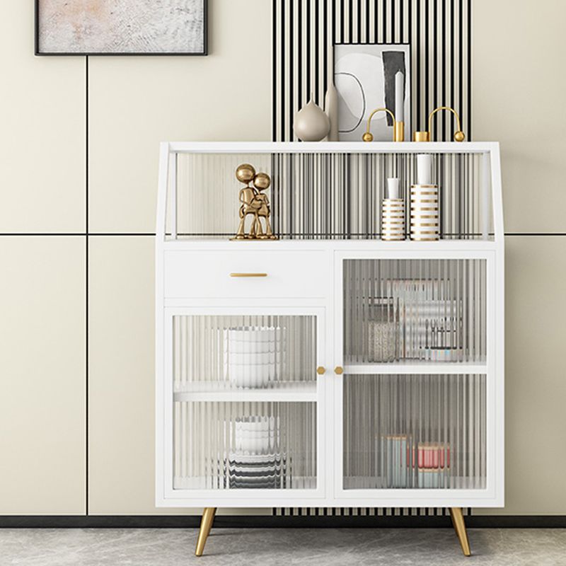 Matte Finish Dining Server with Gold Metal Legs Modern Sideboard for Dining Room