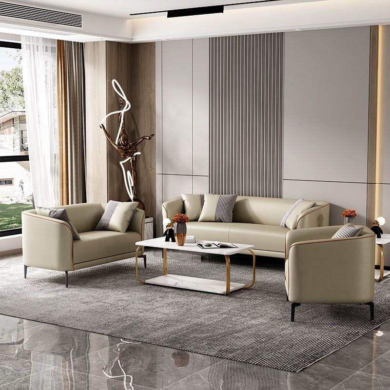 25.59" D x 25.59" H Faux Leather Sofa Tuxedo Arm Tight Back Sofa