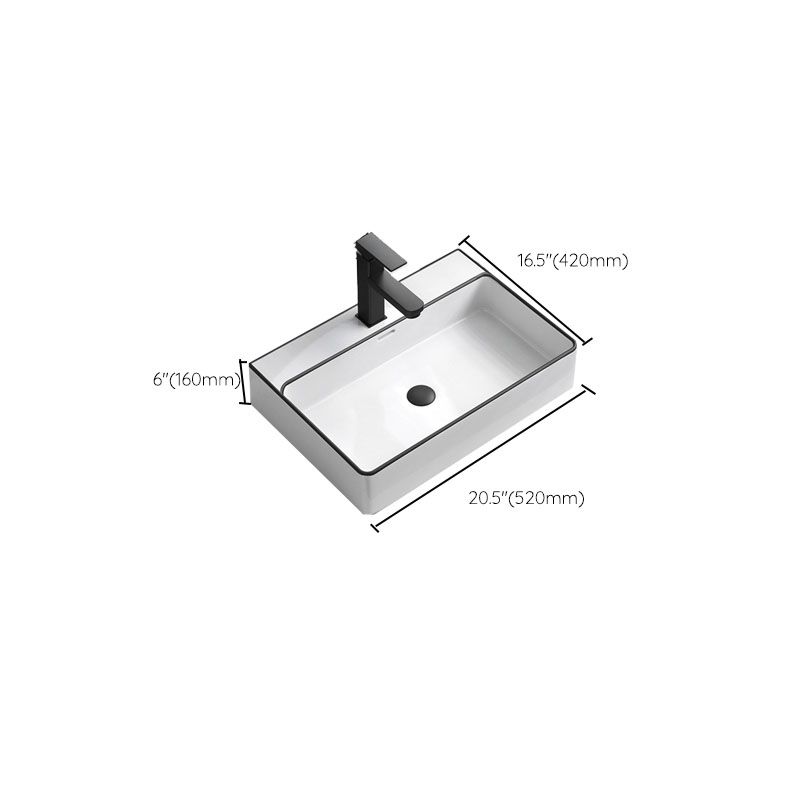 Bathroom Ceramic Sink Rectangular Rod Single Handle Faucet Sink
