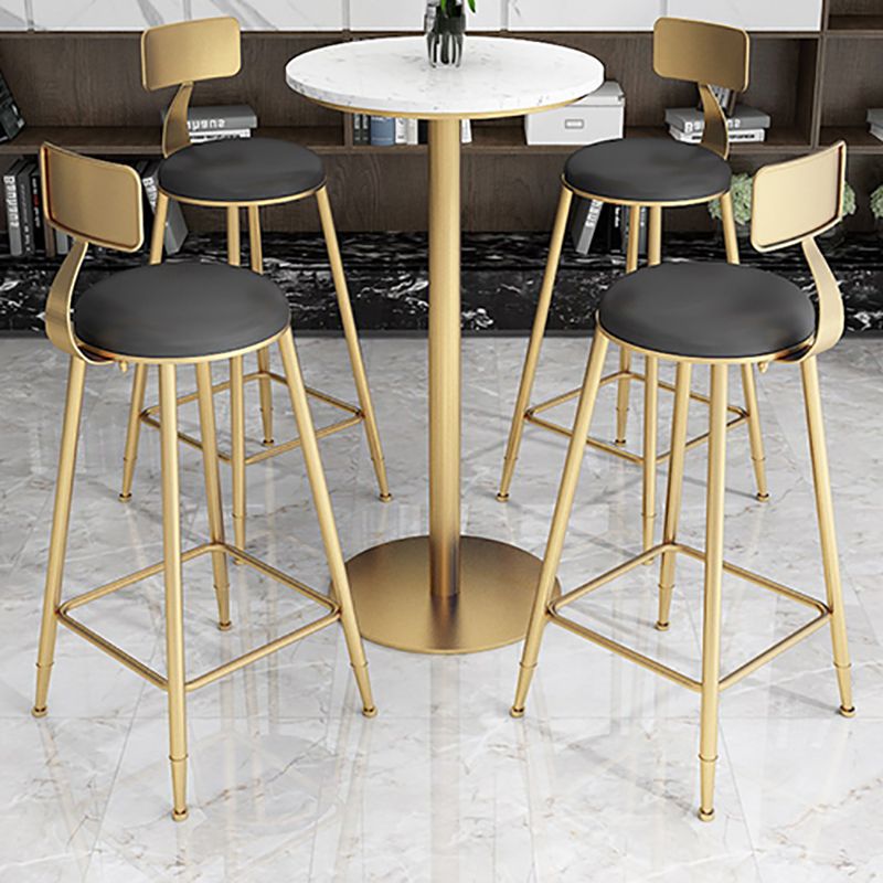 Faux Marble Bar Dining Table Bar Wine Table with Metal Pedestal Base