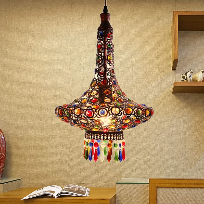 Teardrop Metal Hanging Pendant Bohemian 1 Head Kitchen Suspension Lamp in Copper