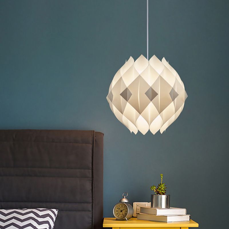 Modernisme Ball Pender Lighting Panneau acrylique 1 lampe de suspension de chevet en blanc en blanc