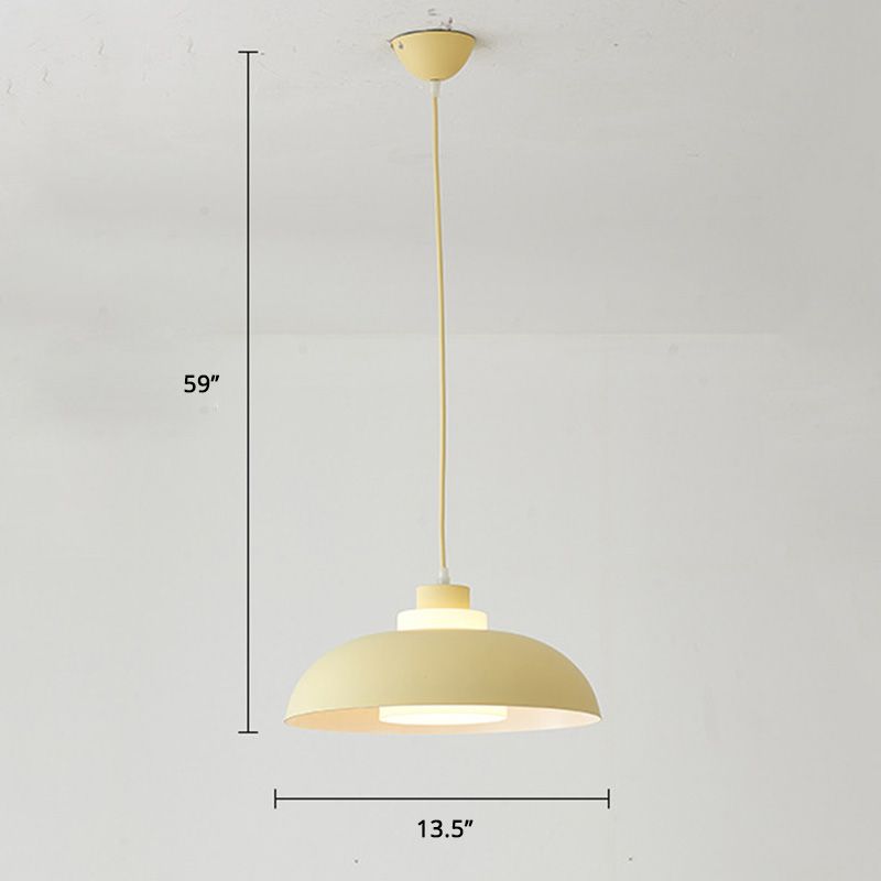 Bol en aluminium plafonnier pendrier léger macaron à la lampe à bulbe unique avec insert de l'ombre acrylique