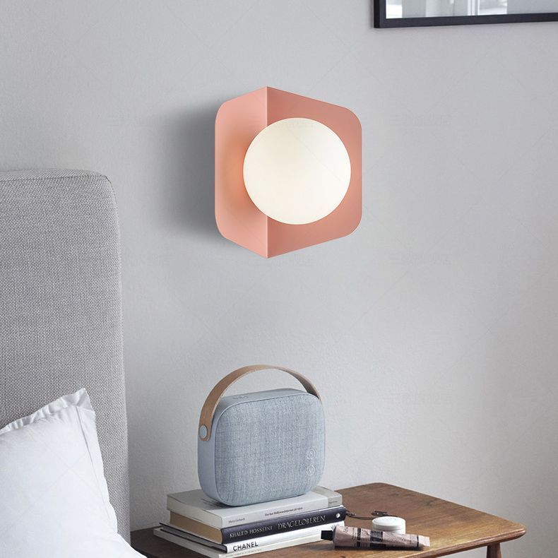 Metal Colorful Wall Mount Light Fixture Glass Shade 1 Light Macaron Wall Lamp Sconce