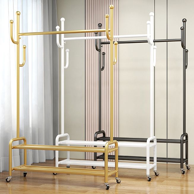 Industrial Style Coat Rack Metal Free Standing Hooks Design Coat Rack on Wheels