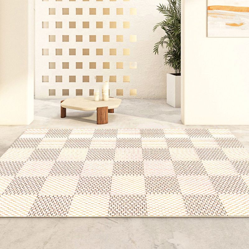 Apricot Modern Area Carpet Plain Pattern Polyester Area Rug Non-Slip Backing Rug for Living Room