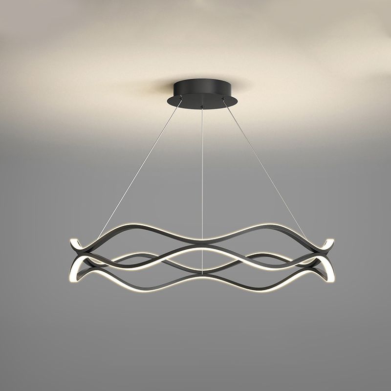 Wave Shape Chandelier Pendant Light Minimalist LED Metal Chandelier Lighting