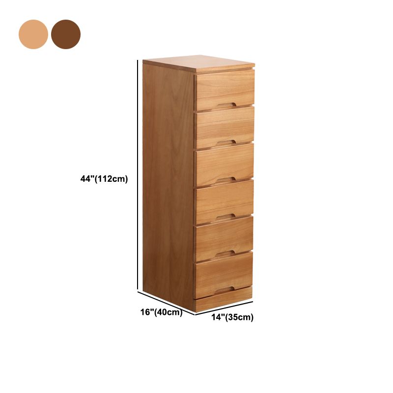 44" Tall Wooden 6-Drawer Accent Chest Square Top without Handle Cabinet