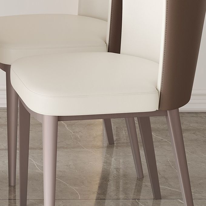Modern Simple Side Chair Faux Leather Dining Chair with Metal Base for Home Use