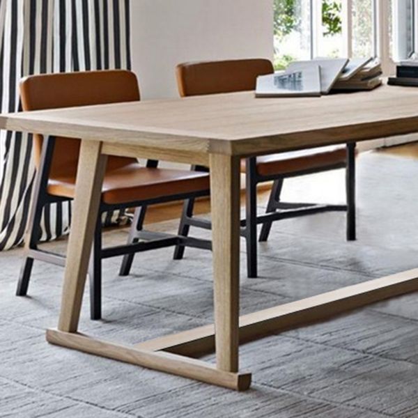 Modern Solid Wood Table for Restaurant Rectangle Dining Table with Trestle Base