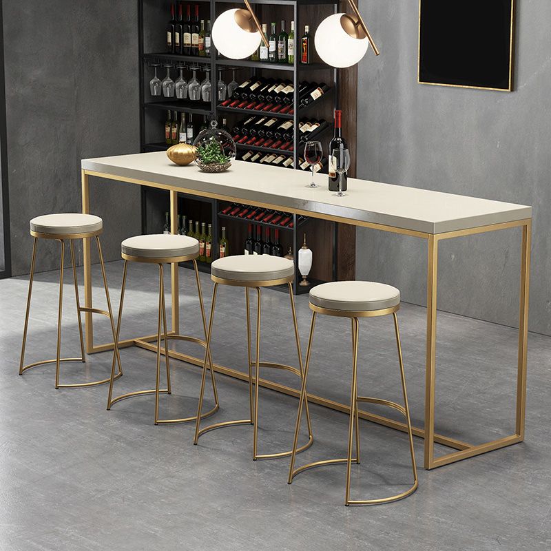 Scandinavian Round Indoor Bar Stool Faux Leather Backless Footrest Bar Stool