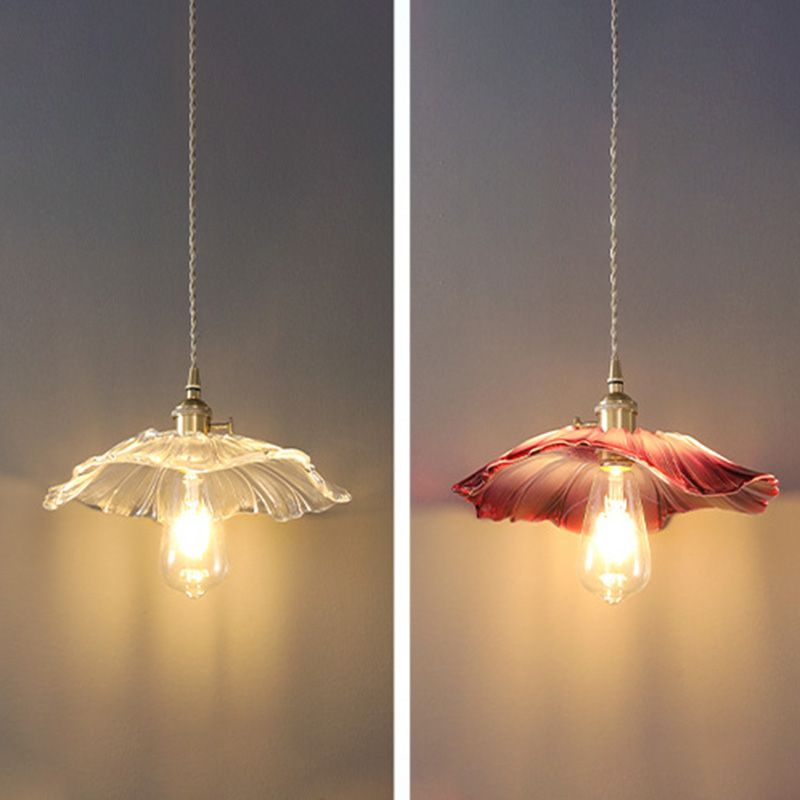 Pot Cover Shape Hanging Lighting Industrial Style Glass Hanging Lamp