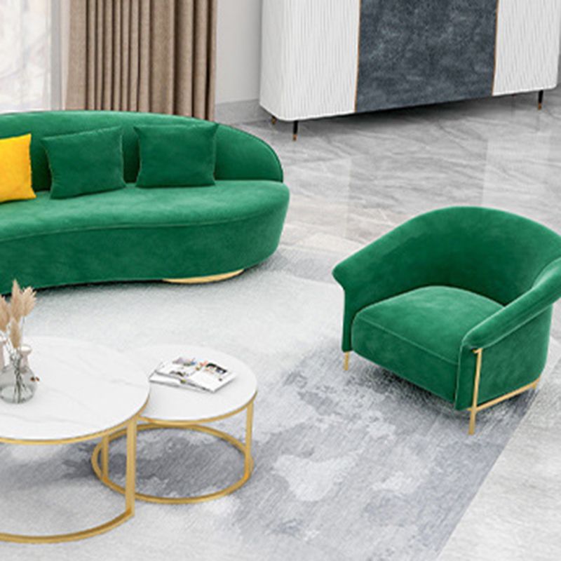 Contemporary Velvet Curved Sofa Armless Tight Back Seating for Living Room