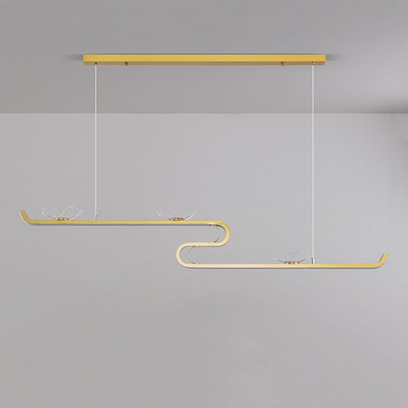 Linéaire forme d'îles lumières modernes metal 4 luminaires d'éclairage pendentif léger