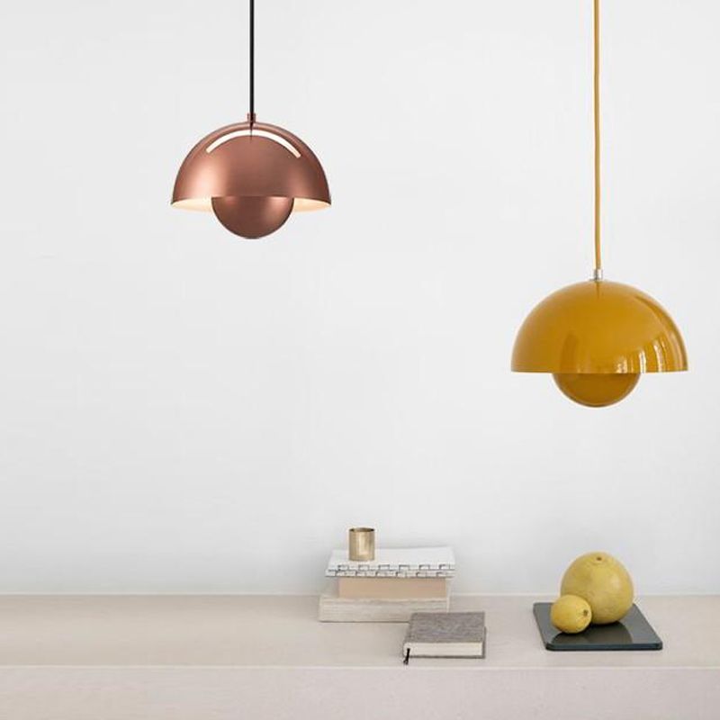 Colorful Dome Shape Hanging Light Nordic Style Pendent Lighting Fixture for Sitting Room