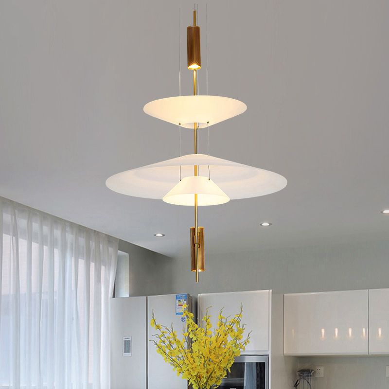 Postmodern Layered Hanging Lamp Fixture Metallic Dining Room Suspension Pendant Light