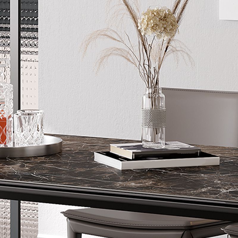 Industrial Sintered Stone Top Table Rectangular Table with Metal Base