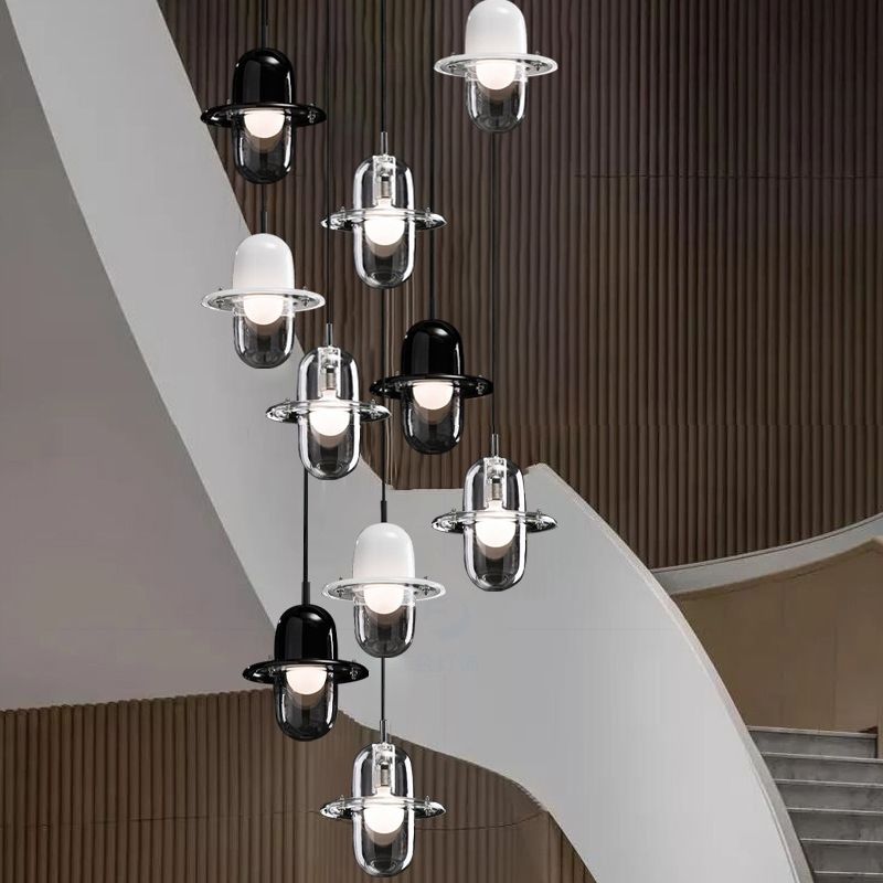 Éclairage de pendentif en verre transparent lampe à suspension à 1 lumière minimaliste pour chambre à coucher